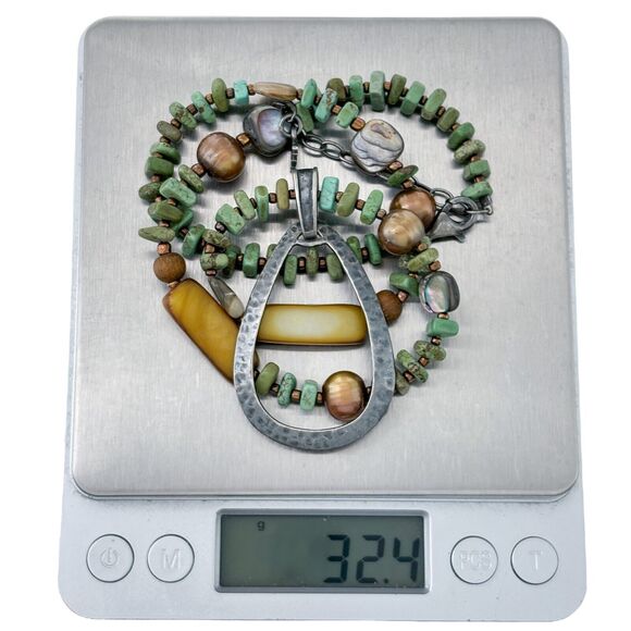 Silpada Sterling Silver Dyed Howlite Pearl Abalone Bead Necklace 18"-20" N1786 - Picture 4 of 5